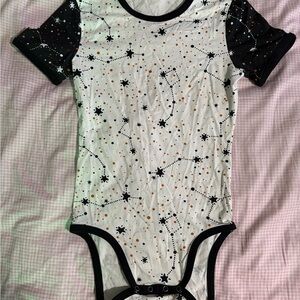 Celestial Print Women's Bodysuit - Black & White